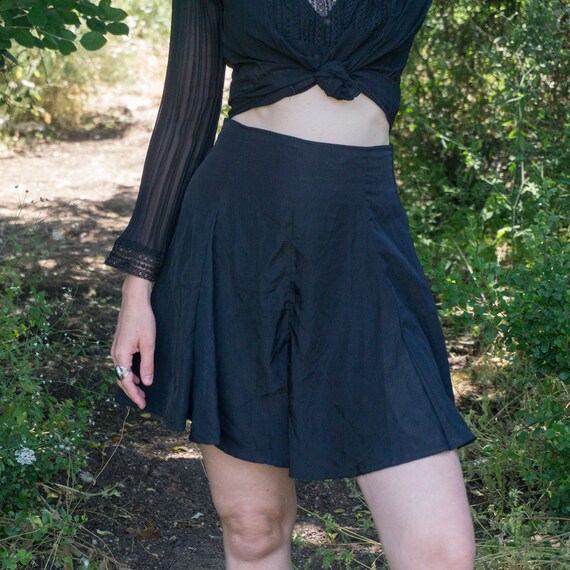 Vintage 90's black satin flared shorts