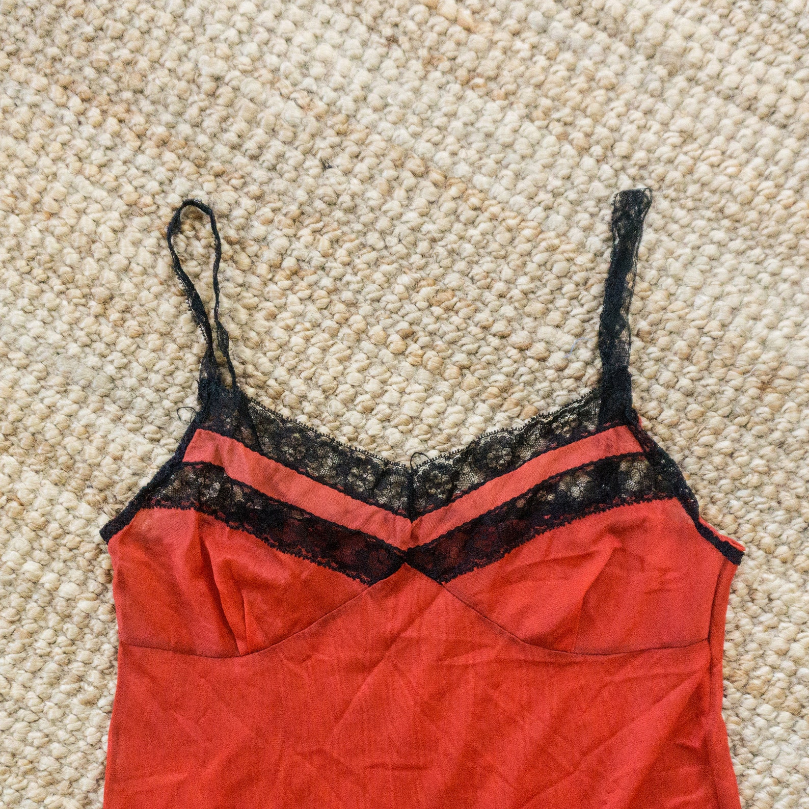 Vintage 80's Sexy Sheer Red Night Slip With Black Lace - Etsy