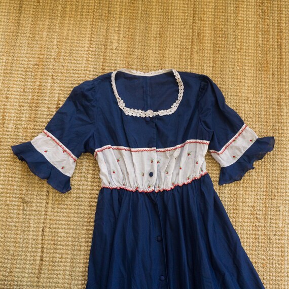 Vintage 60's blue prairie button through dress wi… - image 8