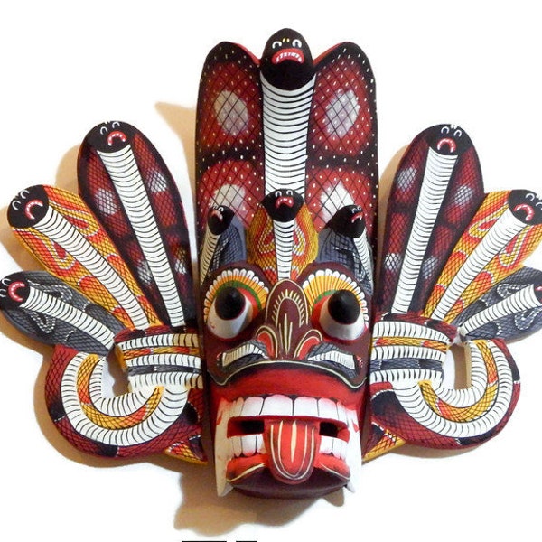 Handmade Beautiful Sri Lankan Traditional Cobra Tiki Mask (Protection for Home, Gift Piece, Home Decor, Wall Hanging)