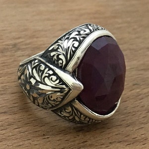 Mens Ring Silver Ring 925K Silver Ruby Ring Handmade - Etsy