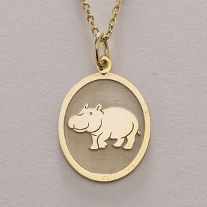 Gold Solid 14K Real Gold Hippopotamus Necklace Pesronalized Hippo Pendant Hippo Disc Jewelry Hippo Charm Necklace Custom Gold Animal Etsy Canada