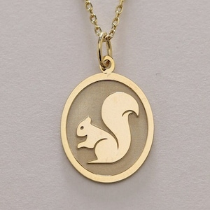14k Gold Squirrel Necklace, Personalized Squirrel Pendant, Animal Lovers Gift, Charm Woodland Squirrel, Cute Squirrel Jewelry