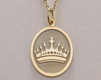 14k Gold Crown Necklace , Solid Gold Crown Pendant , Personalized CROWN necklace , Princess Crown ,queen crown necklace , Gold Birthday Gift