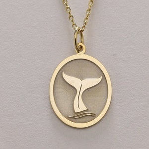 14k Gold Whale Tail Necklace , Personalized Whale Tail Pendant , Whale Tail Charm Jewelry , Gold Whale Tail Disc , Gold Birthday Gift