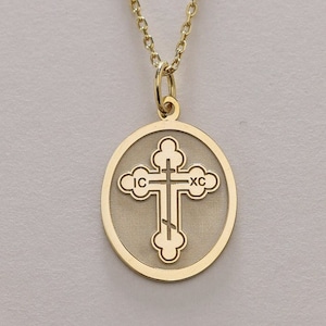 14k Gold Kreuz Halskette, Christian Kreuz Gold Anhänger, Gold Personalisierte NIKA Kreuz Halskette, Schutz Halskette, Mama Geschenk