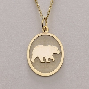 14k Gold Bear Necklace , Mama Bear Pendant , Solid Celtic Bear Pendant , Personalized Bear Necklace , Mom Bear Charm , Gold Birthday Gift