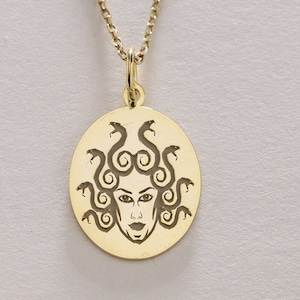 14k Gold Medusa Necklace , Personalized Medusa Gold Pendant , Medusa Mythology Pendant , 14k Real Gold Medusa , Woman Gift