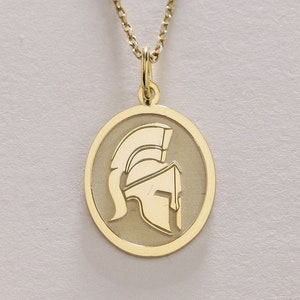 14k Gold Spartan Helmet Necklace , Solid Gold Spartan Warrior Pendant , Personalized Greek Jewellery necklace , Gold Birthday Gift