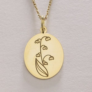 14k Gold Birth Flower Necklace , May Birth Month Flower Pendant , Personalized Birth Flower Necklace , Month Floral ,Birthday Gift