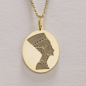 Nofretete Halskette Vergoldet - Ägyptischer Schmuck Anhänger