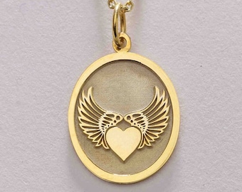 Collar de ala de ángel de oro de 14k, collar de ala de ángel personalizado, collar de encanto de alas dobles, colgante de ángel, ala de ángel diminuta, regalo de cumpleaños