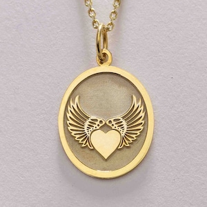 14k Gold Angel Wing Necklace, Personalized Angel Wing Necklace , Double Wings Charm Necklace, Angel Pendant , Tiny Angel Wing, Birthday Gift