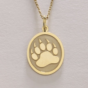14k Gold Bear Paw Necklace , Mama Bear Pendant , Solid Celtic Paw Pendant , Personalized Bear Necklace , Bear Claw Necklace , Birthday Gift