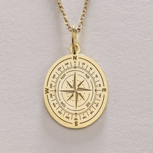 14 Gold Kompass Halskette, Personalisierter Kompass Anhänger, Gold Kompass Abschlussgeschenk, Gold Kompass Anhänger, zierlicher Kompass Schmuck