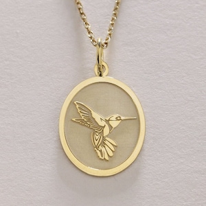 14k Gold Hummingbird Necklace , Solid Gold Humming Bird Pendant , Personalized Hummingbird Necklace , Bird Pendant Gift , Gold Birthday Gift