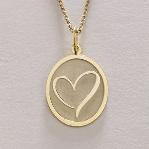 Collana a cuore in oro 14k, ciondolo a cuore in oro massiccio, collana a cuore personalizzata, fascino a cuore, regalo d&#39;amore per lei, regalo di compleanno in oro
