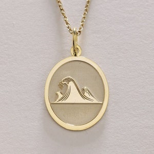 14k Gold Wave ketting, gepersonaliseerde golf hanger, oceaan golven hanger, surfer ketting, strand sieraden, zee hanger, gouden verjaardagscadeau