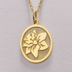 14k Gold Narcissus Flower Necklace , Personalized Delicate Narcissus Charm , December Birth Flower , Narcissus Birthflower , Birthday Gift