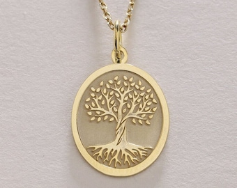 14k Gold Tree of life Necklace , Solid Gold Tree Pendant , Personalized Tree of life necklace , Real Gold Tree Life , Gold Birthday Gift