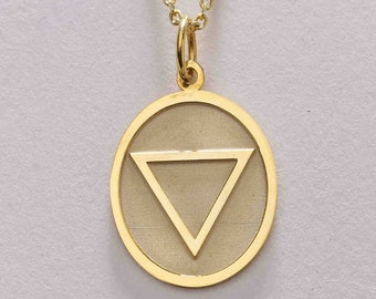 Collar de elemento de agua de oro macizo de 14k, colgante personalizado de elemento de agua de oro, símbolo de elemento de agua, collar de alquimia, regalo de cumpleaños