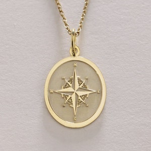 14 Gold Compass Necklace, Personalized Compass Pendant, Gold Compass Graduation Gift, Gold Compass Charm, Dainty Compass Jewelry