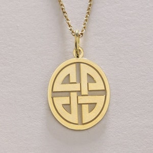 14k Gold Celtic Shield Necklace , Solid Gold Celtic Shield Symbol Pendant , Personalized Gold Celtic Knot Necklace , Gold Birthday Gift
