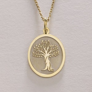 14k Gold Olive Tree Necklace , Solid Gold Olive Tree Pendant , Personalized Olive Tree Branch Leaf Necklace , Tree Life , Gold Birthday Gift