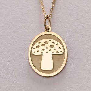 14k Gold Mushroom Necklace, Cute Mushroom Necklace, Friend Gift, Mother&#39;s Day, Birthday Gift, Mushroom Gifts, Cute Jewelry , Birthday Gift