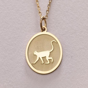 14k Gold Monkey Necklace Animal Pendant Charm Gift for Her Monkey Jewelry Animal Lover Monkey Charm Birthday Gift Ape Necklace Gift for Mom