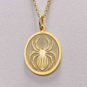 14k Solid Gold Spider Necklace , Personalized Spider Pendant , Spider Pendant Charm , Animal Pendant, Tarantula Necklace , Birthday Gift