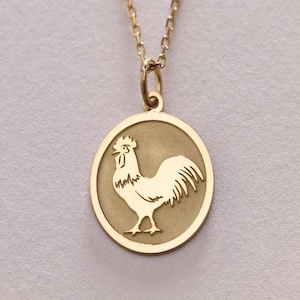 14k Solid Gold Rooster Necklace ,Rooster Pendant , Personalized Rooster Jewelry , Rooster Charm Silver, Silver Pendant Gift, Birthday Gift