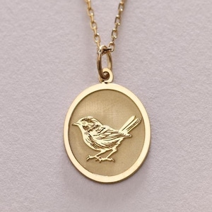 14k Gold Sparrow Bird Pendant Jewelry, Beautifully Designed Vintage-Inspired Necklace, Thoughtful Gift for Mothers Day or Bird Lovers Gift