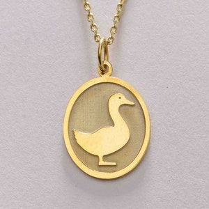 14k Gold Duck Necklace , Cute Jewelry, Real Gold Duck Pendant,Quirky Bird Jewelry,Duck Charm Pendant,Mothers Day Gifts , Gold Birthday Gift