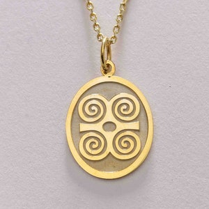 14k gouden Dwemminnen ketting, Dwemminnen hanger, Akofena Adinkra symbool, kracht & nederigheid symbool, Ghana sieraden, gouden verjaardagscadeau