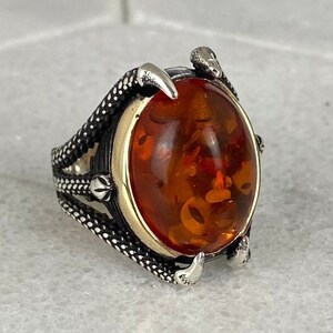 Handmade Silver Men Rings Mens Ring Unique Men Ring Amber - Etsy