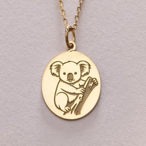 14k Gold Koala Pendant- Koala Necklace, Gold Koala Charm, Koala Necklace, Gold Chain, Animal Lover, Koala Pendant Birthday Gift, Mom Gift