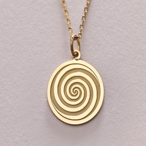 14k Gold Spiral Necklace , Personalized Spiral Pendant , piral circle pendant ,Tiny Spiral , Journey of Life , Birthday Gift , Gift For Her