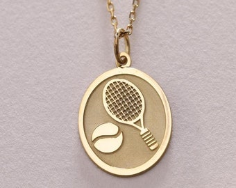 Collana Con Ciondolo Palla Da Tennis, Placcato Oro 14K Su Argento 925, Regalo Sportivo N0636G