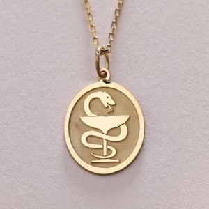 14k Gold Gold Apotheker Halskette, Medizinischer Anhänger, Symbol Charme, PharmD Halskette, Medizinstudierender Abschlussgeschenk, Geburtstagsgeschenk
