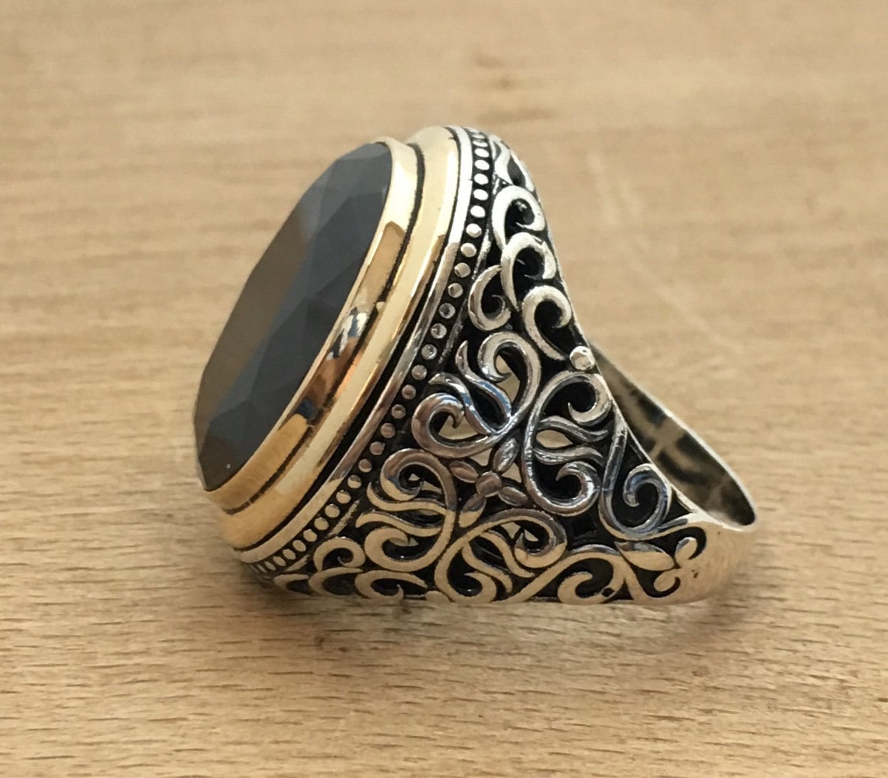Onyx Stone Ring Handmade Silver Men Rings Unique Men Ring | Etsy