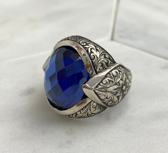 Handmade Silver Men Rings Sapphire Unique men ring | Etsy