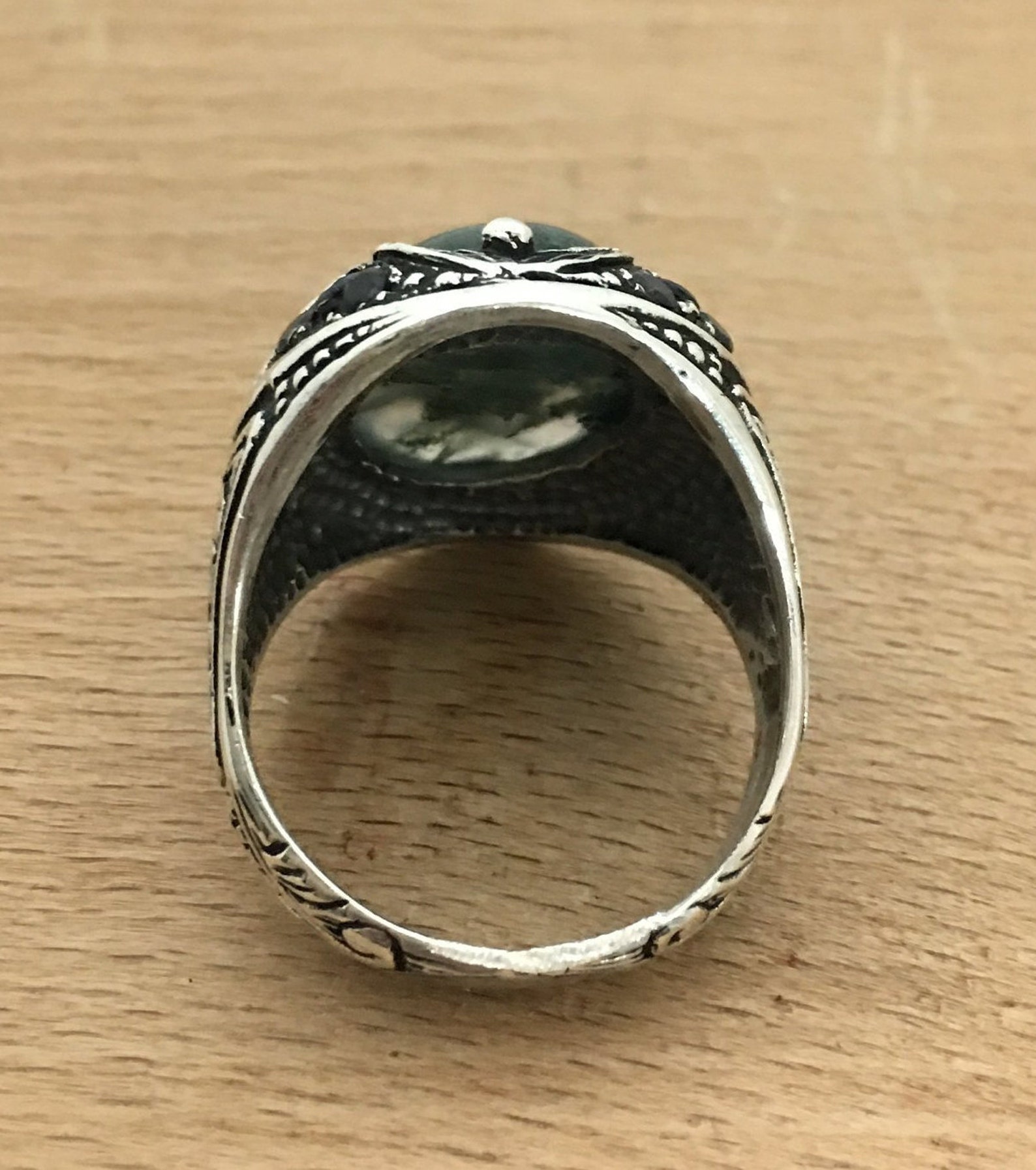 Handmade Silver Men Rings Unique Men Ring Moss Agate Etsy UK