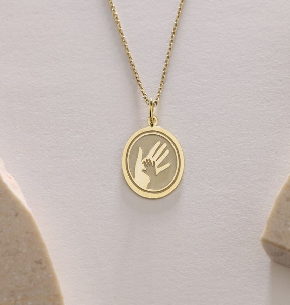 ・Mother＆Chaild・Irminger・  14 Gold Mother and Child Hands Necklace , Mother With Baby