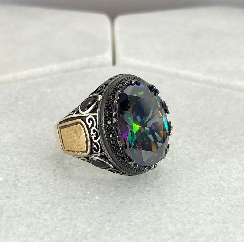 Handmade Mens Ring shops , Mystic Topaz Men Rings , Mystic Topaz Stone , 925K sterling silver jewelry , Gift , Mens gift , free express shipping