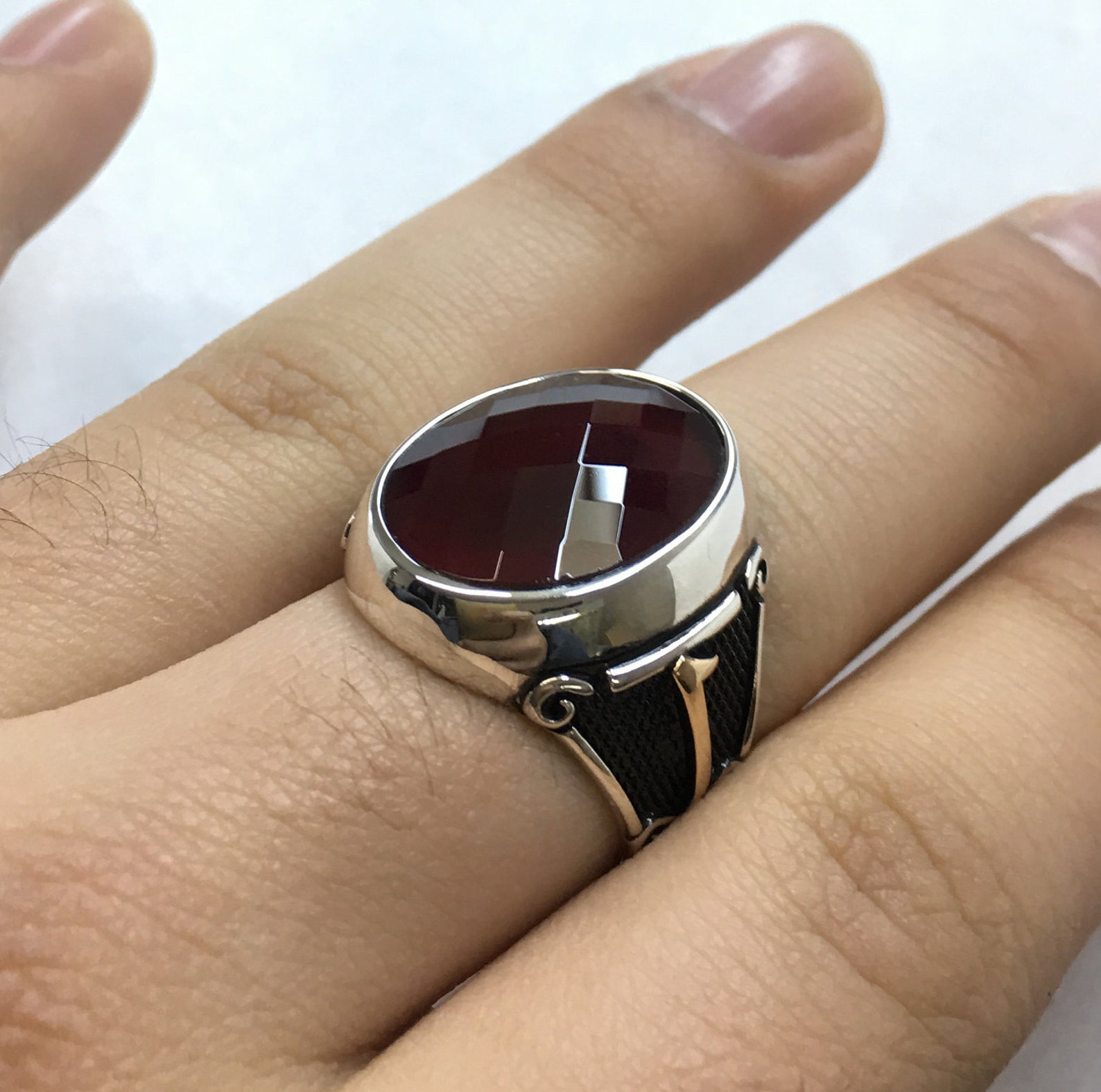 Handmade Silver Men Rings Arabic Ring Turkish Muslim Etsy