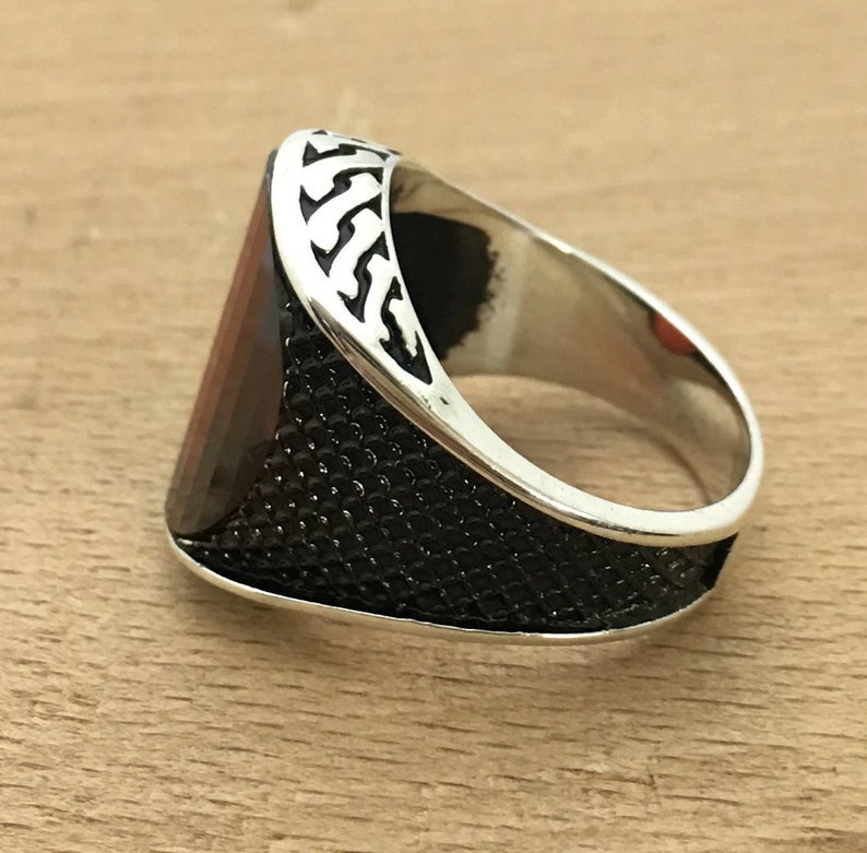 Handmade Silver Men Rings Unique men ring Garnet Stone Ring | Etsy
