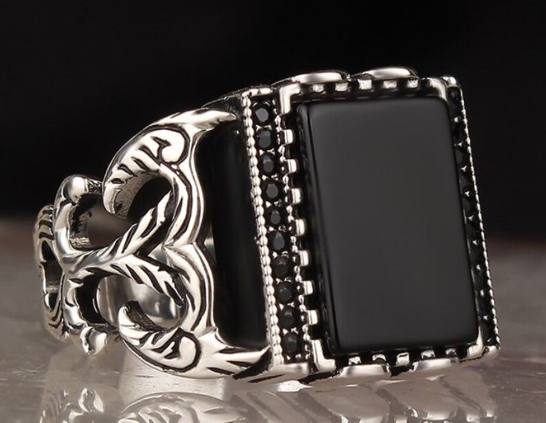 Handmade Silver Men Rings Unique Men Ring Onyx Stone Ring Etsy