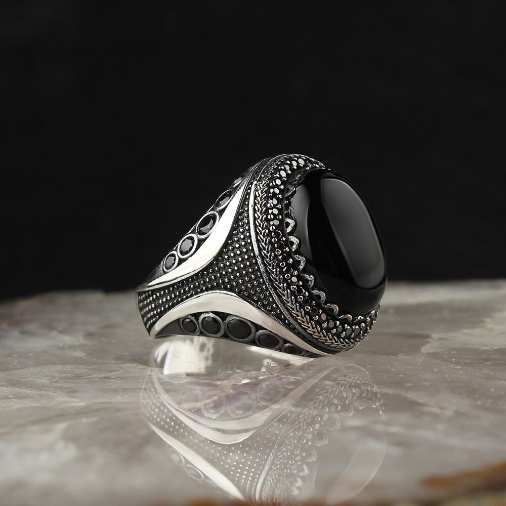 Silver Mens Ring Onyx Stone Mens Ring Handmade Silver Men - Etsy Canada