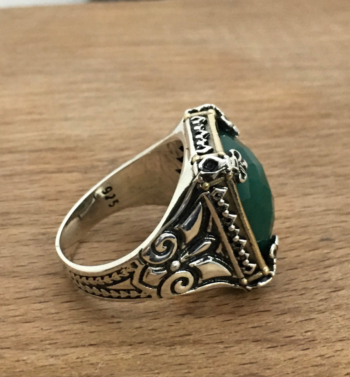 Handmade Silver Men Rings Unique Men Ring Emerald Stone Ring - Etsy